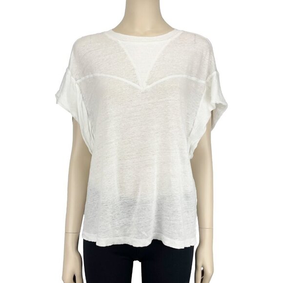 IRO Spring Drop Shoulder Oversized Semi-sheer Crewneck Cotton Blend T-Shirt XS/S - Picture 1 of 6